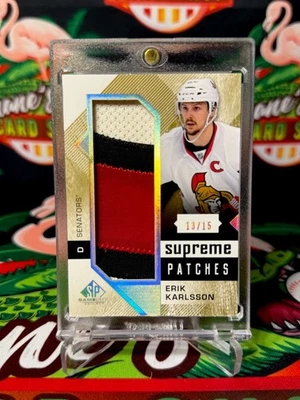 2016-17 Upper Deck Erik Karlsson Supreme Patches /15 Mega Patch - Image 1 of 2
