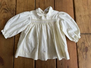 Vintage Yellow Petit Ami Smocked Dress 12 Months Baby Embroidered Heart Flower - Picture 1 of 5