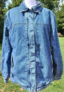 Woolrich Blue Denim, Plaid Sherpa Lined Barn Chore Coat Jacket Womens Large Worn - Picture 1 of 24