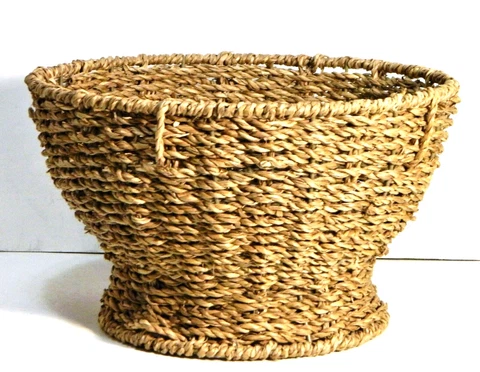 Basket Natural Grass Wrapped Wire Footed 9.5" Round Bowl Cover