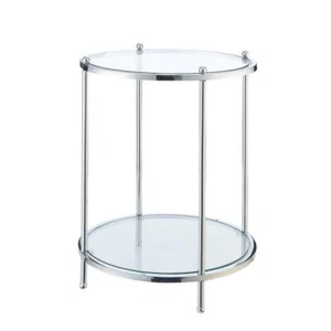 Convenience Concepts End Table 18" x 24" x 18" Round Chrome Finish w/ Glass Top - Picture 1 of 6