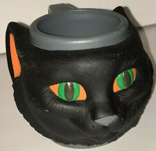 Vtg Black Cat Halloween Mug Cup Figural Applause 1996 3D 3.5" Plastic Green Eyes