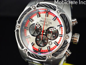 NEW Invicta Men 52mm BOLT Chronograph Silver Dial Silver Tone SS Bracelet Watch