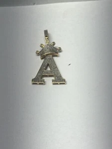 10K YELLOW GOLD DIAMOND ENCRUSTED CROWN "A" PENDANT 6.71G (TDW037265) - Picture 1 of 5