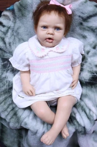 R.B.G Michelle Fagan Silicone Reborn Baby Doll - 3-6MO - Brown Rooted Hair - USA - Picture 1 of 12