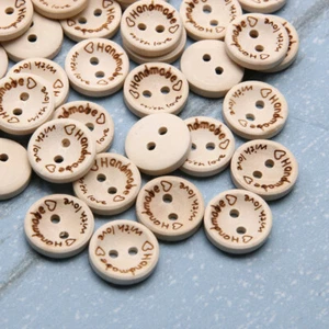 50pcs Wooden Buttons Love Heart Handmade DIY Scrapbook Sewing Craft Accessories - Picture 1 of 8