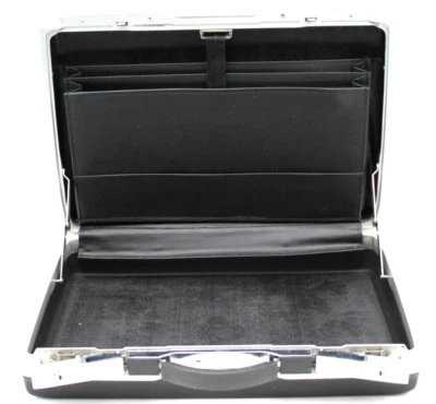 Maletín clásico vintage estuche rígido cierre a presión negro con carpetas sin llave bonito Foto 1 de 4