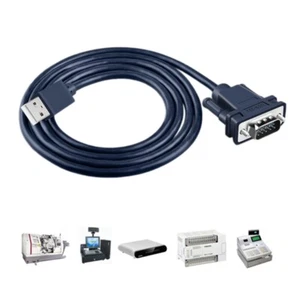 USB to RS232 Adapter Serial Cable DB9p Male 9 Pin Profession Chipset for - Afbeelding 1 van 11