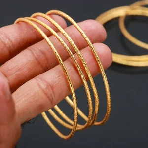 925 Sterling Silver Bangles Gold Plate Bangle 7 PC SET Plain Turkish Bangle - Picture 1 of 4