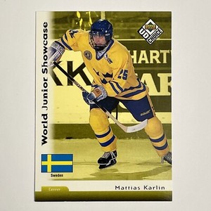 97 98 Upper Deck MATTIAS KARLIN Choice World Jr Showcase Hockey card #290 Sweden