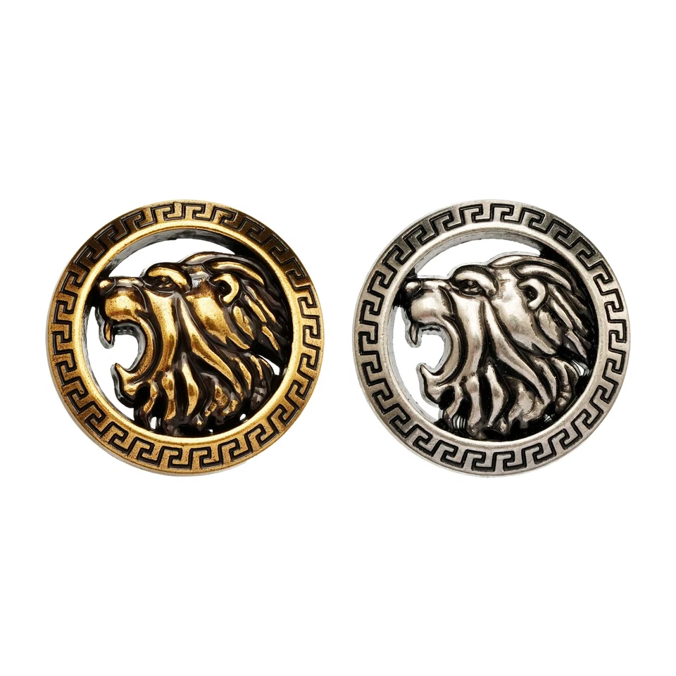 5pcs Vintage Lion Head Metal Button Dual Colors, Ideal for Clothing, DIY, Sewing - Image 1 of 4