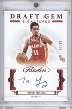 TRAE YOUNG 2020-21 PANINI FLAWLESS #DG-TYG DRAFT GEM AUTO 8/15 RUBY