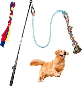 Dog Teaser Wand Flirt Pole Interactive Flirt Stick for Outdoor Training Exercise - Picture 1 of 2