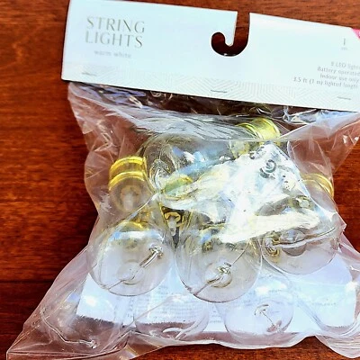 2 pack Cafe Mini Bulb String lights Plastic Gold trim Battery Holiday - Image 1 of 3