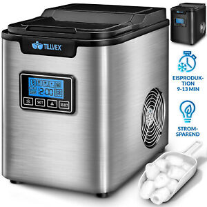 tillvex® Eiswürfelmaschine 2,2L Eiswürfelbereiter Edelstahl Eismaschine Icemaker