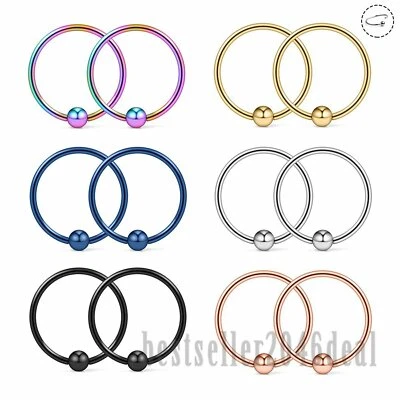 12PCS Hoop Nose Lip Eyebrow Helix Tragus Cartilage Ring Septum Body Piercing 22G - Image 1 of 4
