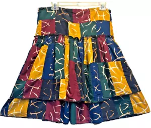 Nw FUNKY STUFF smocked funky hippy rayon overlapping ruffle SKIRT L XL Free ship - Picture 1 of 5