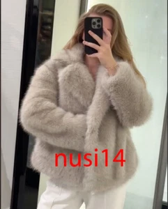 ZARA NEW WOMAN FW24 BNWT FAUX FUR JACKET ZW COLLECTION TAUPE GREY S,M,L 4360/246 - Picture 1 of 2