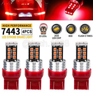 4PCS 7443 7440 Red LED Bulb Brake Tail Stop Parking Light 2835 Super Bright Lamp - Picture 1 of 10