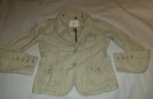 American Eagle Womens Tan Khaki Small Double Breasted Jacket Coat Lightweight - Picture 1 of 3