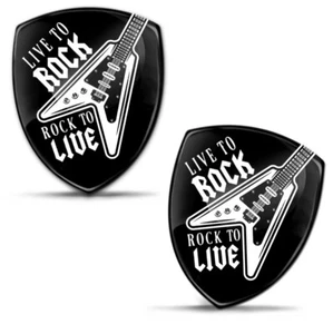 2 x 3D Silikon Aufkleber Motorrad Fahrrad Helm Laptop Rock'n'Roll-Gitarre - Bild 1 von 5