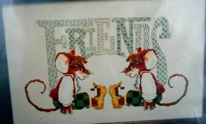 Vintage Paradise Designs Counted Cross Stitch Kit Mice Friends 1997 11.5 x 6.75" - Picture 1 of 2