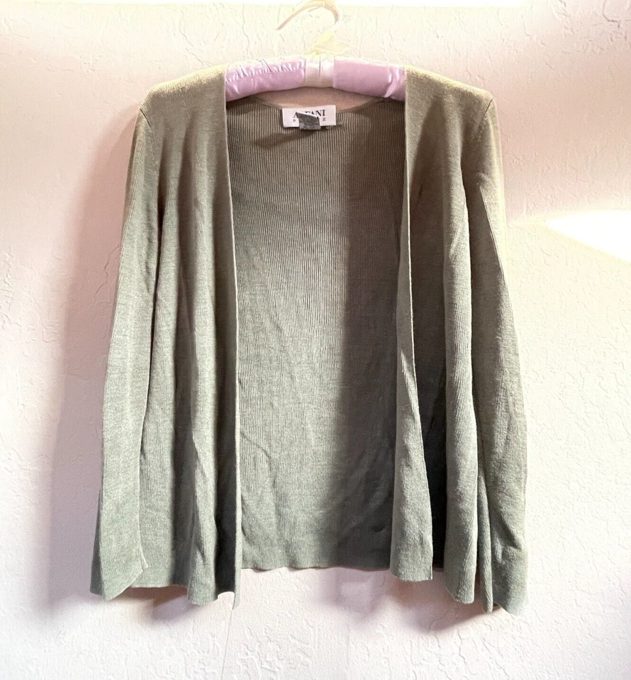 Cárdigan Suéter Alfani Petite Mujer Talla PP Seda Frente Abierto Tejido Verde Oliva Foto 1 de 4