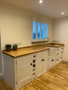 HANDMADE FREESTANDING BELFAST SINK UNIT WITH OAK WORKTOP-your colour choice. - Picture 1 of 2