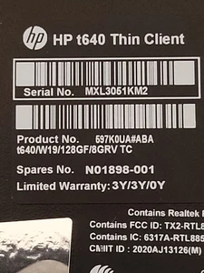 HP t640 AMD Ryzen R1505G 2.40GHz 8GB RAM 128GB SSD Thin Client  - Picture 1 of 5