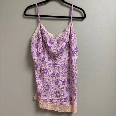 DKNY Jeans Womens Silk Lace Cami Top Size *14 Babydoll Y2K Purple Floral Fairy - Image 1 of 4