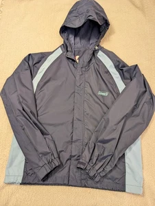 Coleman Men's Windbreaker Jacket Blue Rain Gear Hooded Full Zip Athletic Sz S/M - Picture 1 of 17
