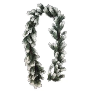 6ft Christmas Garland Bushy Pine Snow Frosted Wreath Xmas Stairs Fireplace Decor - Picture 1 of 5