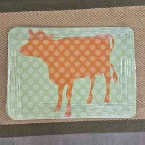 Beyond The Fridge Magnet Board Green With Cow Design 55cm X 40cm - Picture 1 of 5