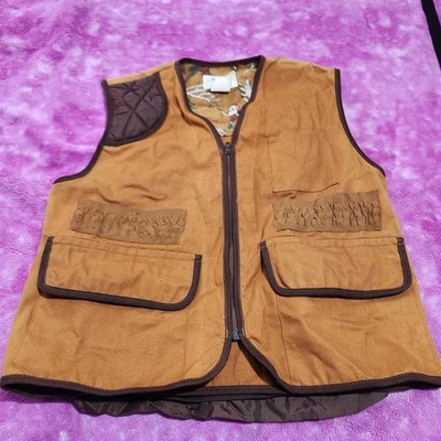 Vintage American Field Sportswear Hunting Vest Large Brown Cotton Game Pouch USA - Image 1 of 4