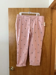 Talbots Weekend Chinohose Boston Terrier Hund bestickt Bündchen neu mit Etikett Petite 16P - Bild 1 von 16