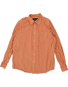 EDDIE BAUER Mens Shirt Large Orange Striped Cotton CN17 - Picture 1 of 3