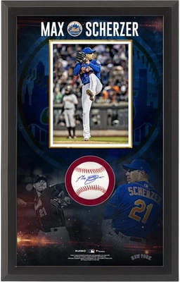 Max Scherzer New York Mets Signed Baseball Shadow Box - Image 1 of 2