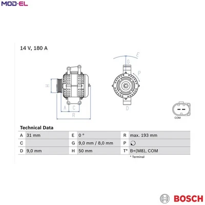 ALTERNATOR 0 986 083 220 FOR MERCEDES-BENZ R-CLASS CLK/Convertible M-CLASS/SUV - Image 1 of 4