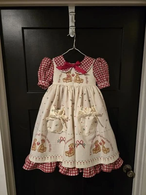 Daisy Kingdom Christmas Dress And Doll dress, Dress And Pinafore, Vintage Fabric - Image 1 of 4