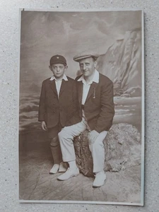Man and Boy, Father and Son (?) Real Photo. R W Vieler, 29 Seaside Rd Eastbourne - Picture 1 of 5