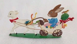 WILHELM SCHWEIZER DIESSEN BAVARIAN PEWTER EASTER CARRIAGE 2004 BUNNY LAMB - Picture 1 of 5