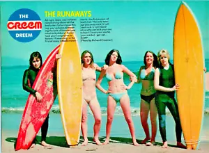 THE RUNAWAYS CREEM DREEM SURF BOARDS 1976 POSTER PUBBLICITARIO MAG 8" x 11" - Foto 1 di 1