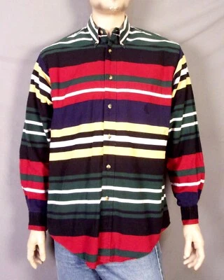vintage 90s EUC Nautica Preppy Striped COLORBLOCK OCBD Shirt Sailboat Hip Hop M - Image 1 of 4
