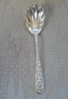 Antique Jenkins & Jenkins Sterling Silver Sugar Spoon Shell Repousse 1910 - Image 1 of 4