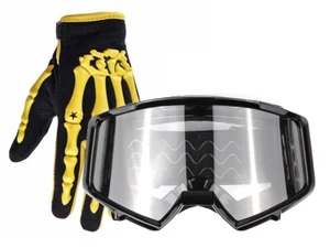 Gafas negras de motocross para jóvenes guantes amarillos niños todo terreno ATV UTV - Imagen 1 de 7