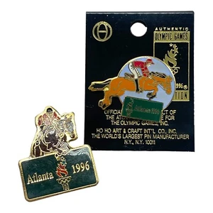 Atlanta 1996 Olympic Equestrian Pins Lot of 2 Horse Rider Vintage Summer Games - Picture 1 of 5