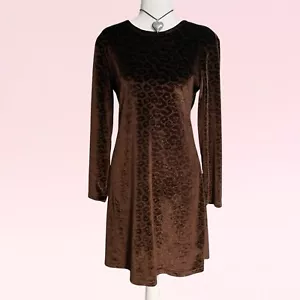vintage 90s y2k brown velvet animal print grunge whimsy goth boho witchy dress 8 - Picture 1 of 15