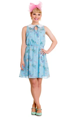 Hell Bunny Blue Chiffon Dress – Seahorse Mermaid Kawaii XS Beach Wedding Outfit - Image 1 of 2