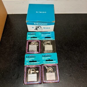 Master 22-D Padlocks Lot of 4 w/2 keys 22D Vintage Made in USA Original Box NOS - Picture 1 of 6