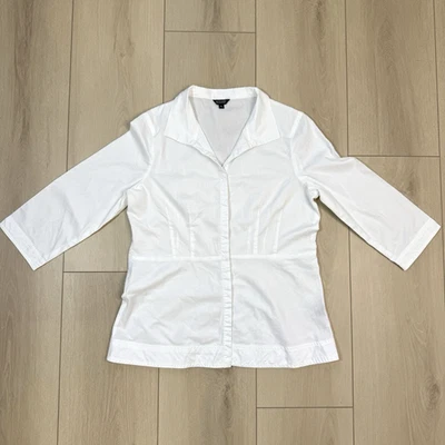 Bogari女式白色纽扣前衬衫XL 3/4袖棉混纺意大利设计 — 第 1/4 张图片
